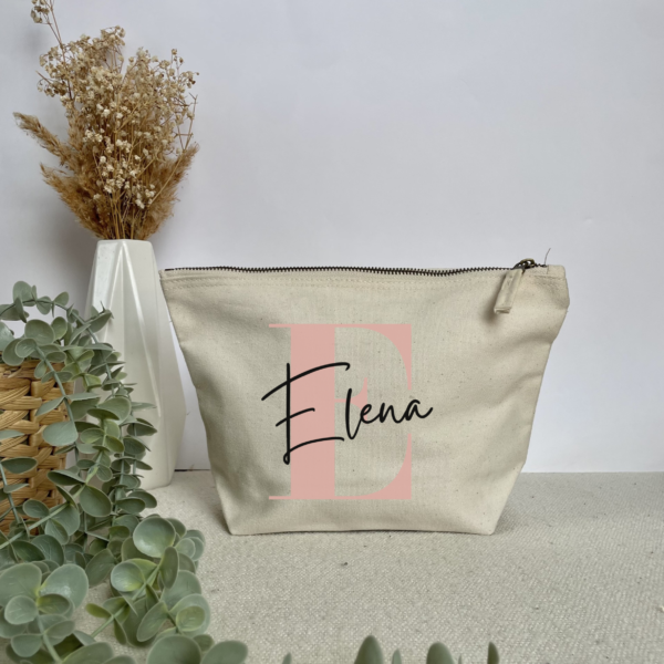 Neceser beige talla M inicial y nombre Neceser de lona beige personalizado