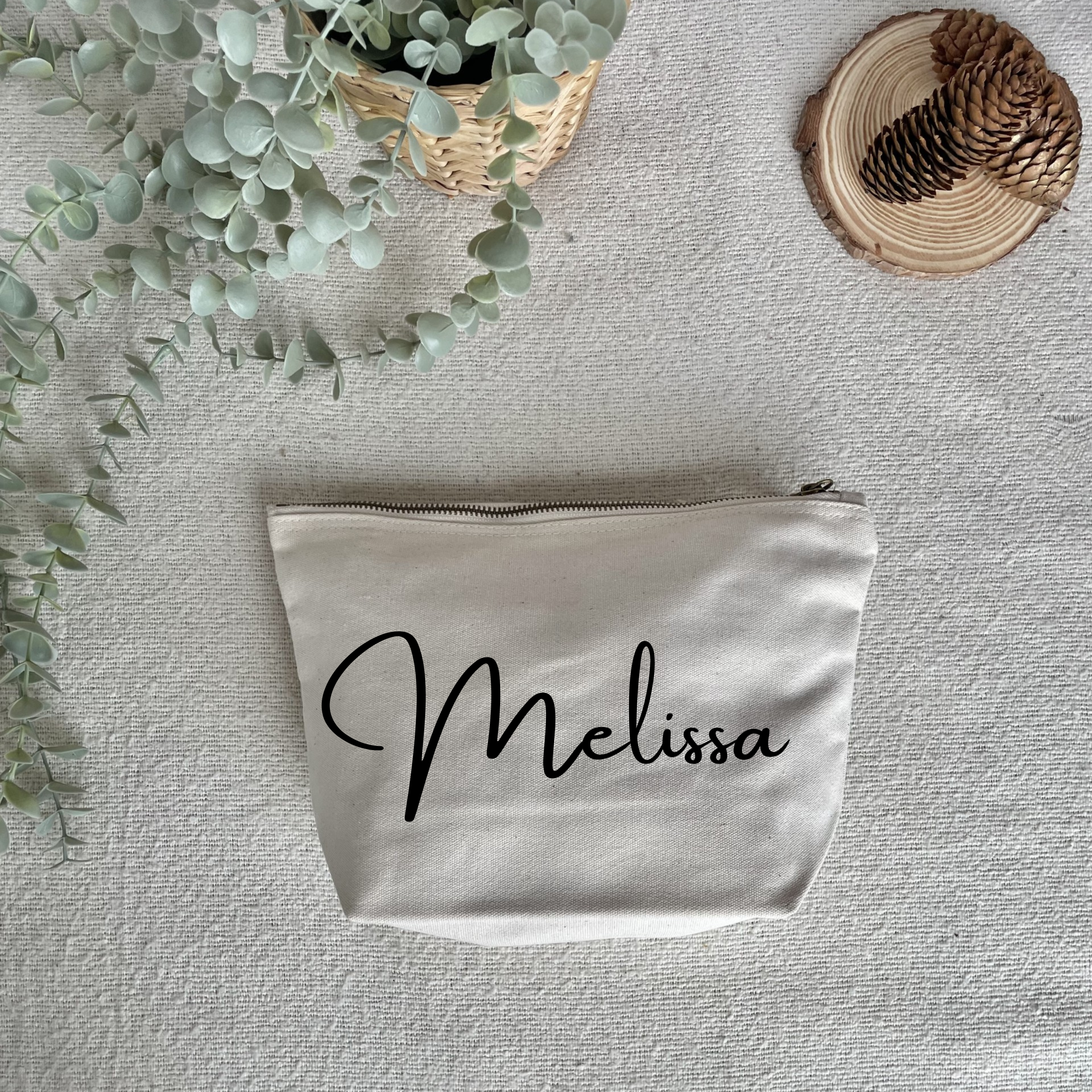 Neceser de lona beige algodón personalizado