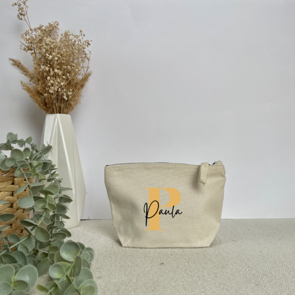 Neceser talla S iicial y nomrbe Neceser de lona beige personalizado