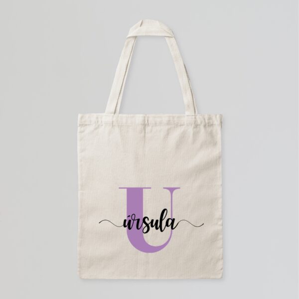 Tote Bag beige inicial con nombre
