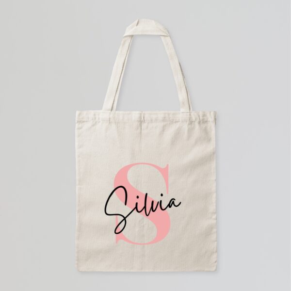 Tote Bag beige inicial y nombre