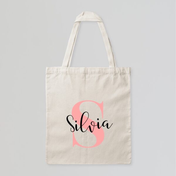 Tote Bag beige inicial y nombre