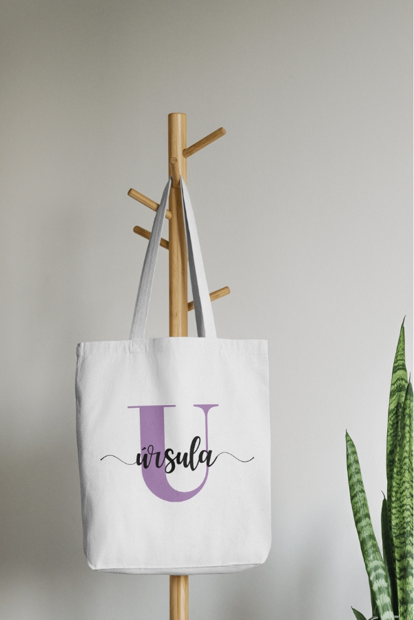 Tote Bag beige inicial con nombre