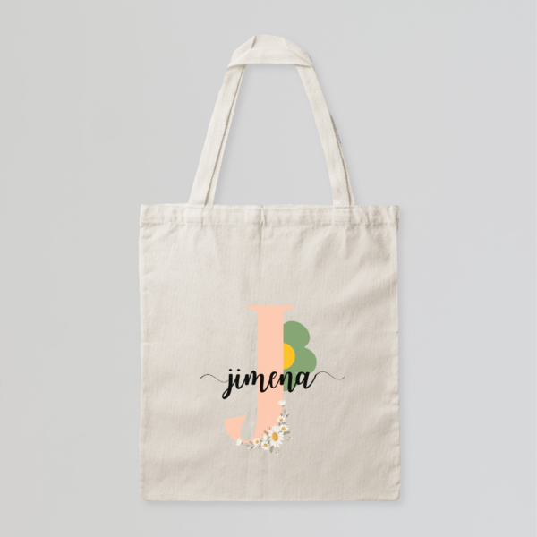 Tote Bag beige margarita con nombre