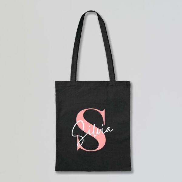 Tote Bag negro inicial y nombre