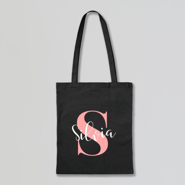 Tote Bag negro inicial y nombre