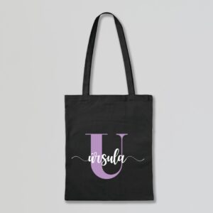 Tote Bag negro inicial con nombre
