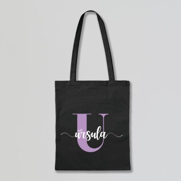Tote Bag negro inicial con nombre