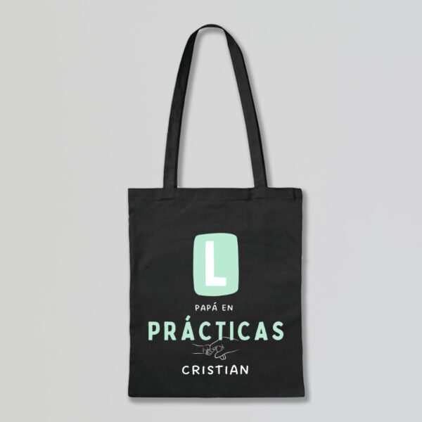 Tote Bag negro papá en prácticas