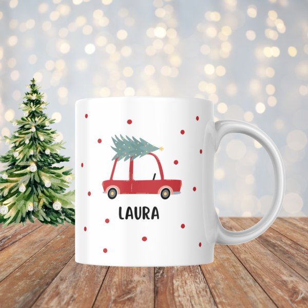 Taza navidad coche retro