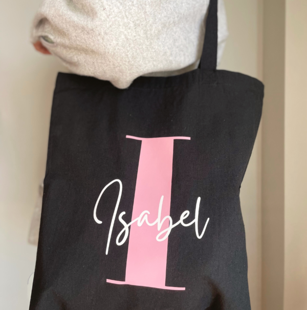 Tote Bag negro inicial y nombre