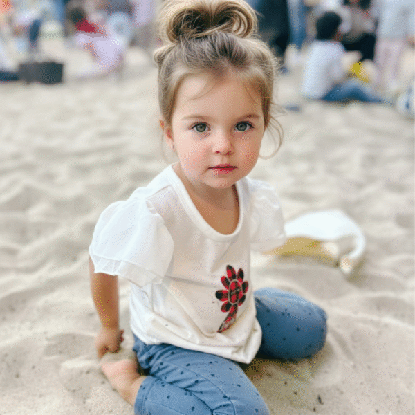 7 Camiseta Floral Virgen del Pilar niña